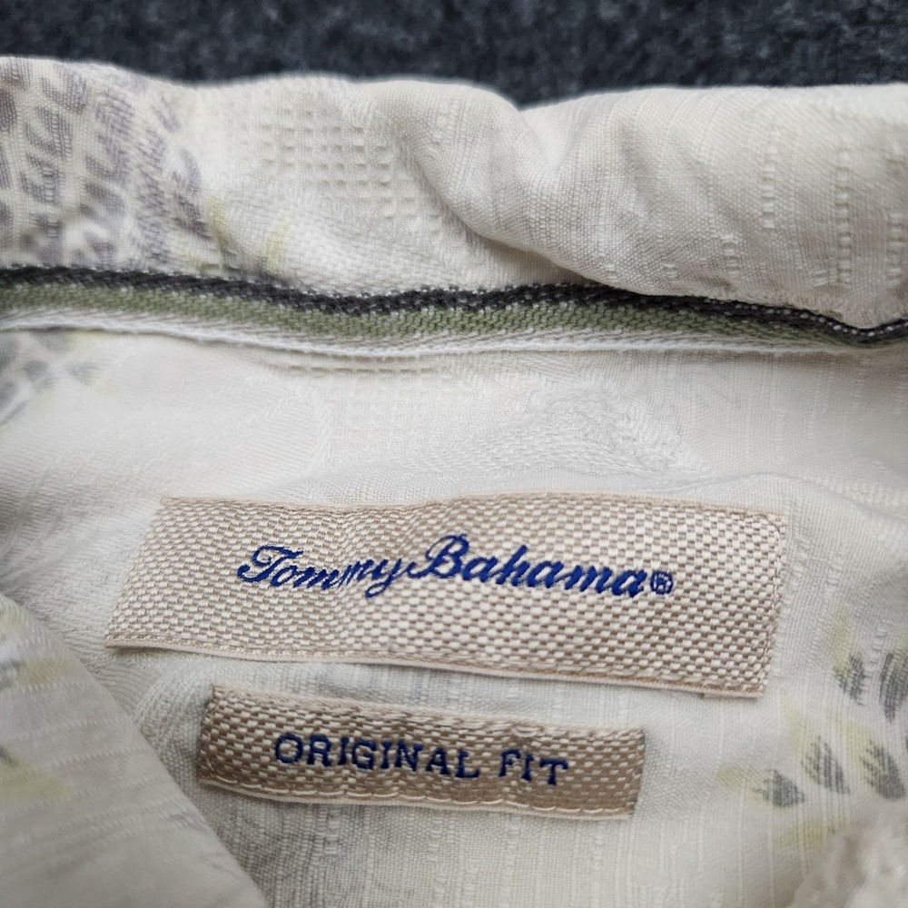 Tommy Bahama Mens Large Ivory Tropical Pineapple 100% Silk Button Front Shirt * - Picture 7 of 12